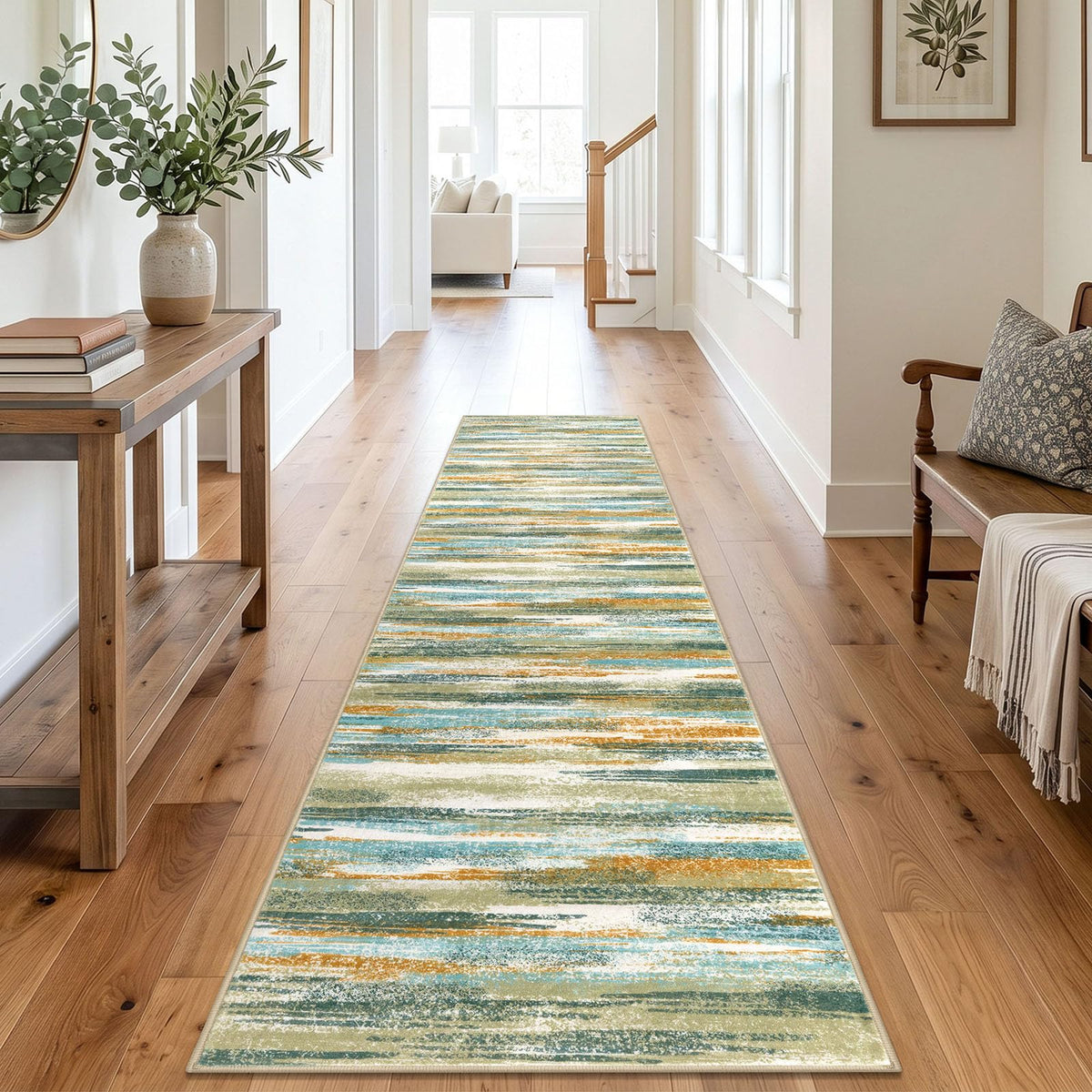 Lansny Abstract 2x3 Area Rug Small Washable Entryway Rug Non Slip Door Mat