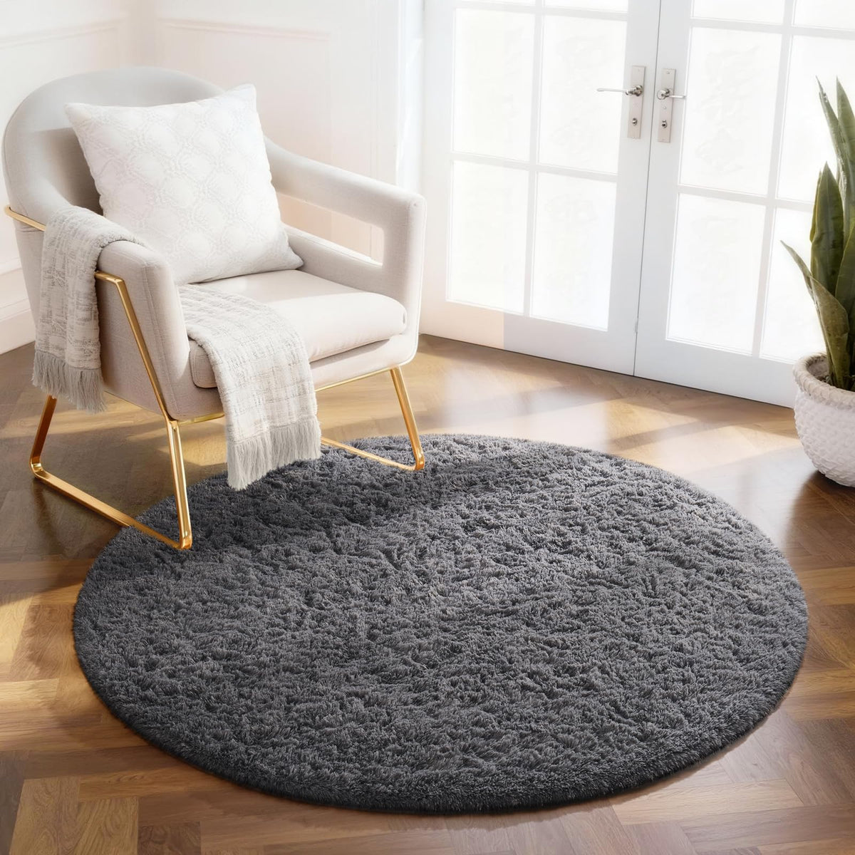 Ophanie Small Rug Upgrade Non Slip Throw Bedside Area Rugs, Fluffy Soft Grey Mini Bedroom Carpet, Affordable Door Entryway Indoor Inside Front Entrance Dog 2x3 Mat, Home Decor Aesthetic, Nursery