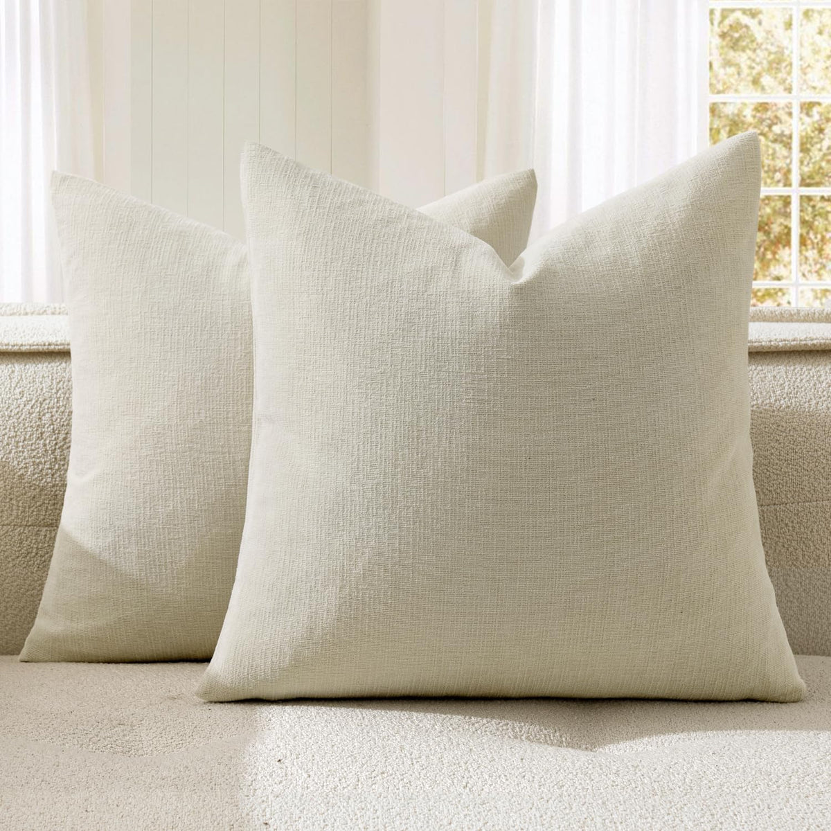 MIULEE Olive Green Chenille Couch Throw Pillow Covers, 18x18