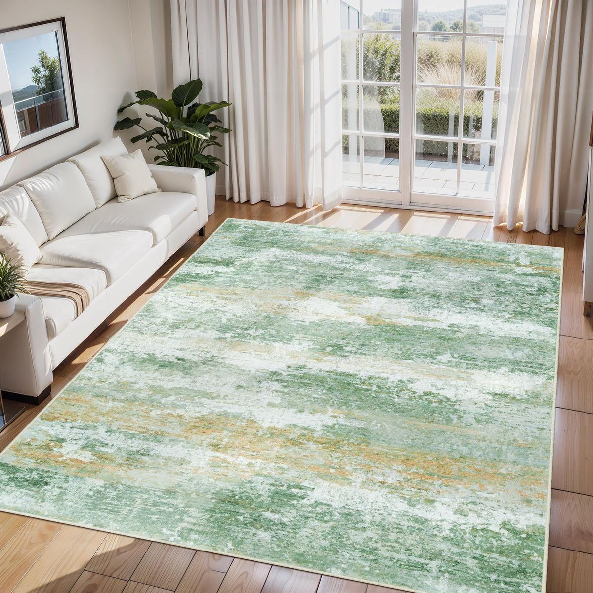 8x10 Area Rugs for Living Room Washable Bedroom Dining Room Blue Grey