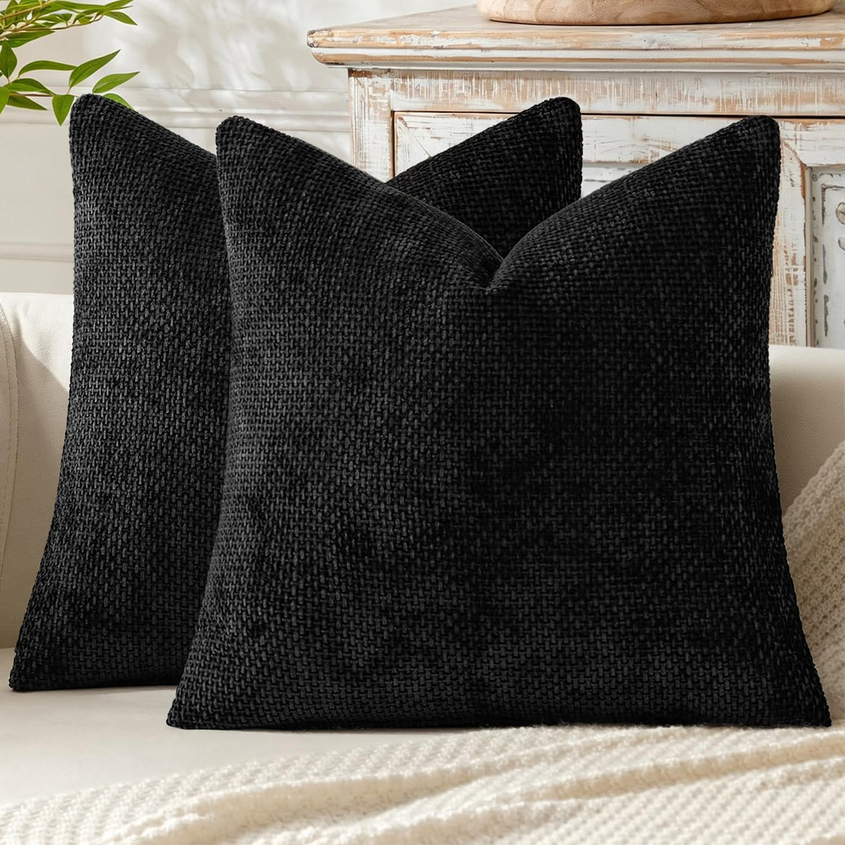 MIULEE Decorative Couch Throw Pillow Covers 18x18 Inch Coastal Blue 2 Pack