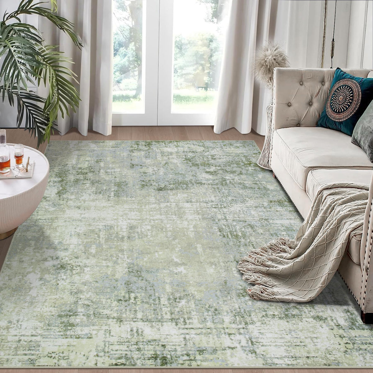 8x10 Area Rugs for Living Room Bedroom Dining Room Washable Blue Grey
