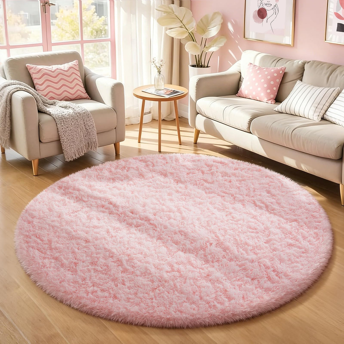 Ophanie Area Rugs for Bedroom, Christmas Upgrade Non-Slip Ivory Fluffy Soft Shag Living Room Carpet, Indoor Floor 4x6 Fuzzy Shaggy Plush Nursery Rug for Kids Dorm Decor with Over 99 pcs Pile fibers