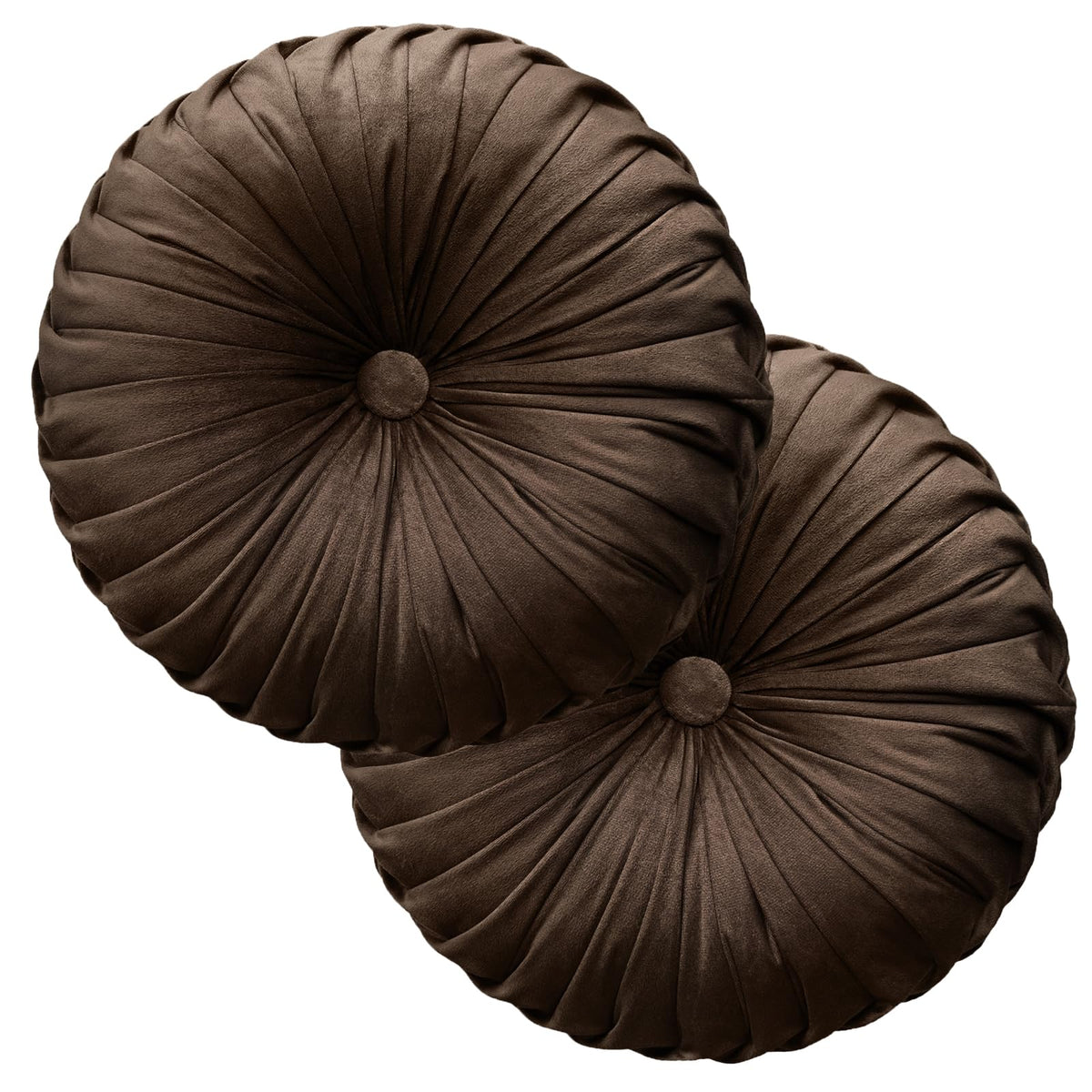 Teieas Round Throw Pillow Velvet Home Decoration Pleated Round Pillow Cushion for Couch Chair Bed Car Orange