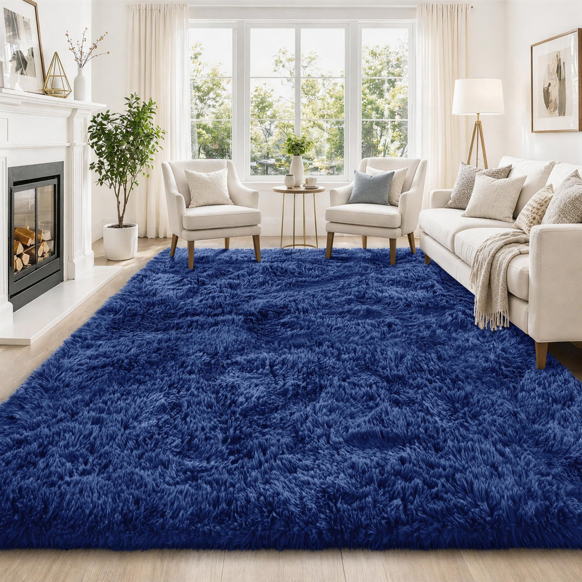 Tosuoka 5x7 Area Rugs for Living Room Bedroom, Black Rug Soft Fluffy Shag