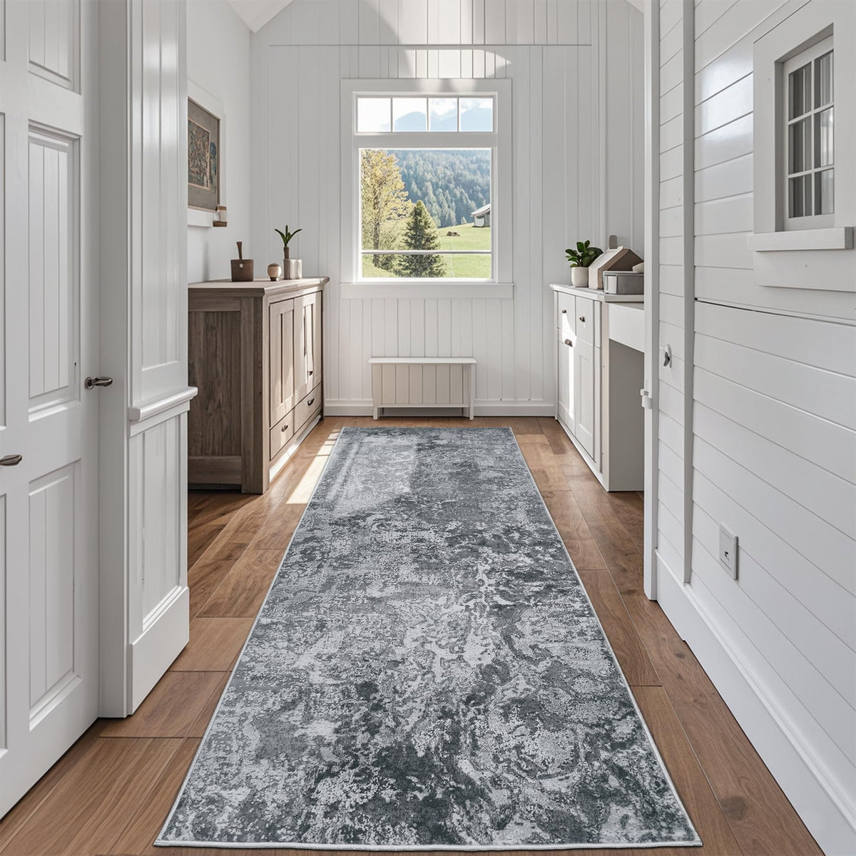 8x10 Area Rugs for Living Room Washable Bedroom Dining Room Blue Grey