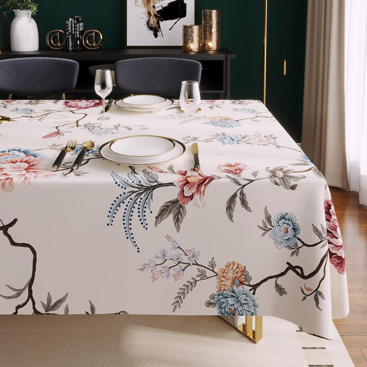 Rectangle Table Cloth,100% Waterproof Tablecloth Oil Proof Spill Proof Vinyl Table Cloth, Wipe Clean Plastic Table Cover for Dining, Camping, Indoor and Outdoor 52" x 70",Leaves