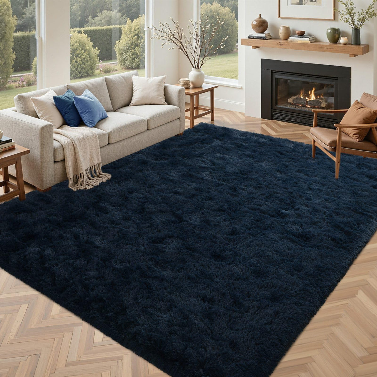 5x7 Black Area Rugs for Living Room, Large Fluffy Shag Bedroom Rugs Non-Slip, Ultra Soft Plush Carpet for Nursery Kids PlayRoom Dorm Office Indoor Modern Carpets