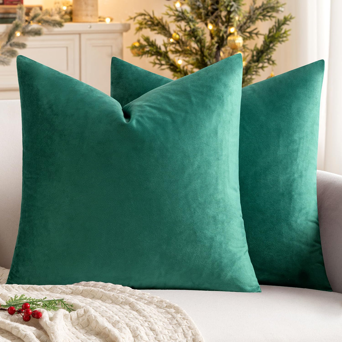 MIULEE Velvet Throw Pillow Covers 18x18 Inch Pack of 2 Dark Blue