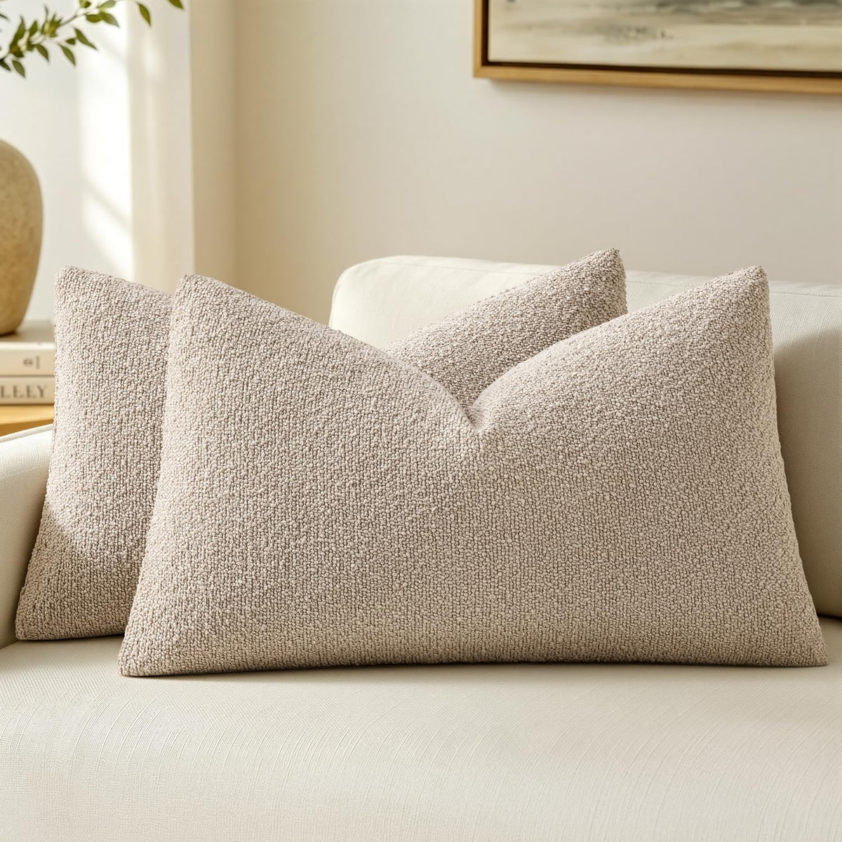 MIULEE 20x20 Decorative Boucle Couch Pillow Covers Brown