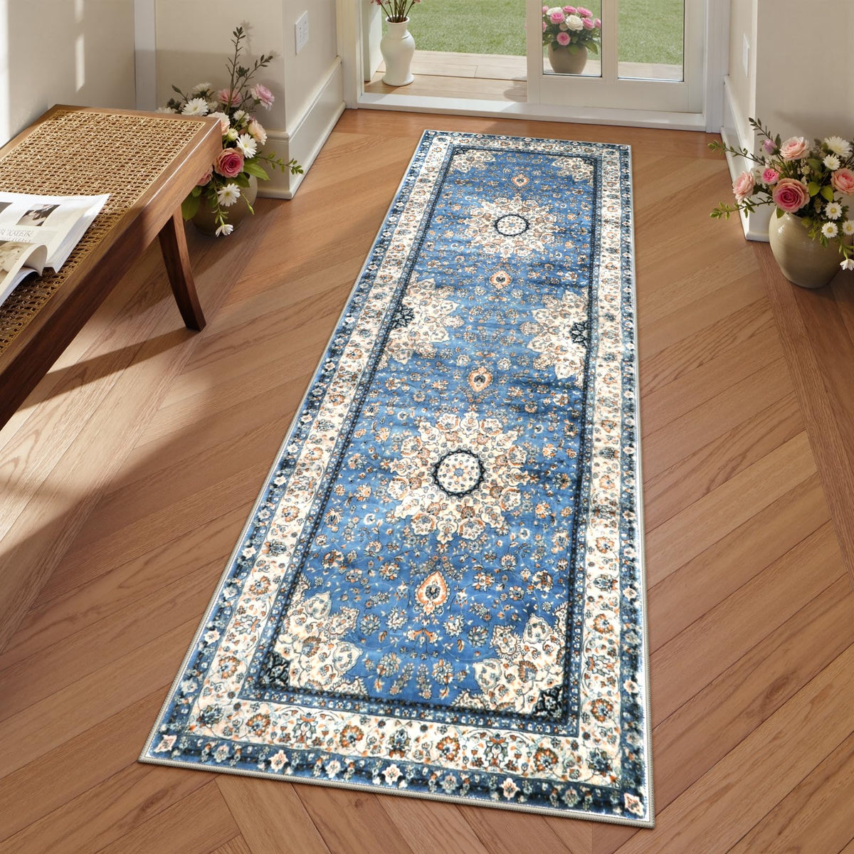 Lahome Felice Boho Tribal 2x3 Washable Small Rugs for Entryway Doormat Indoor Entrance, Throw Rugs with Rubber Backing, Bohemian Soft Non-Slip Bathroom Carpet for Bath Front Door Kitchen Floor