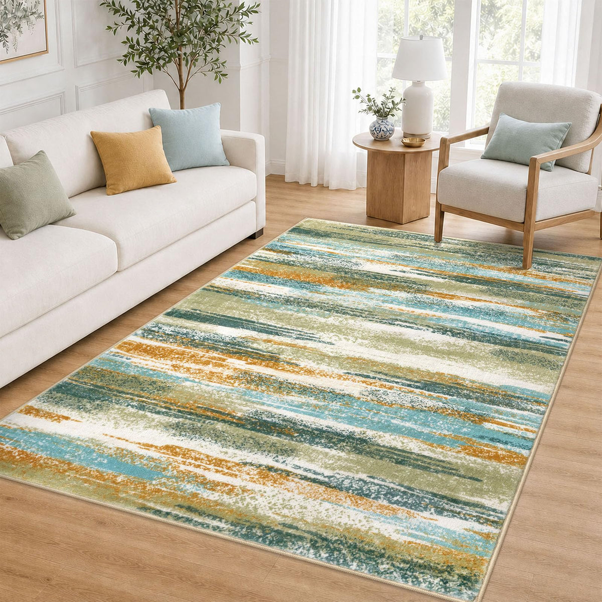 Lansny Abstract 2x3 Area Rug Small Washable Entryway Rug Non Slip Door Mat