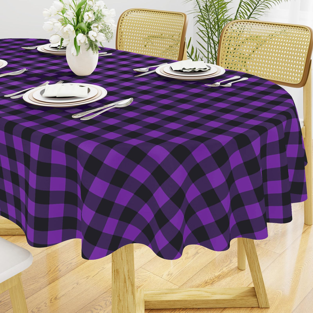 Smiry Picnic Table Cloth, Vinyl Tablecloths with Flannel Backing, 60"x84"