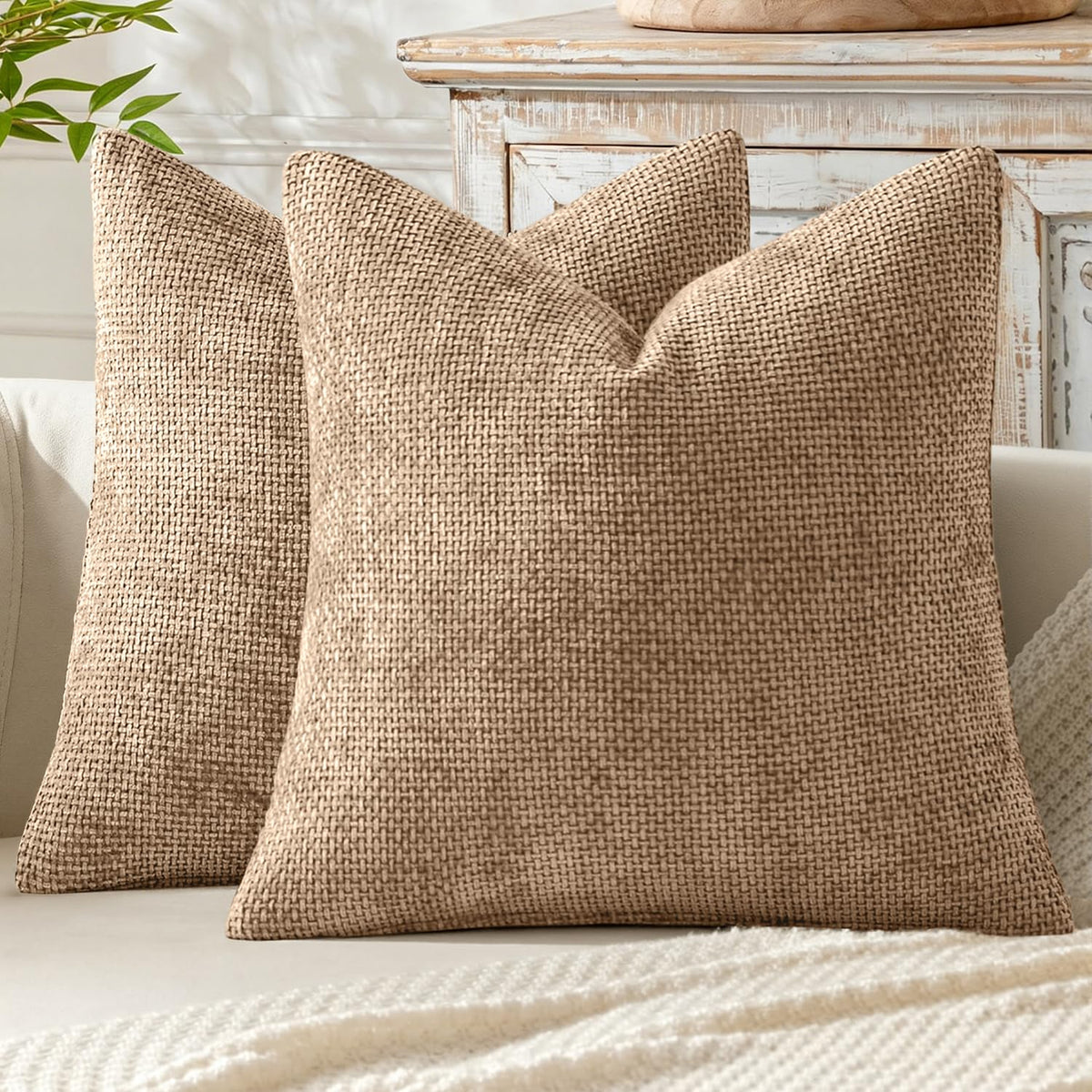 MIULEE Decorative Couch Throw Pillow Covers 18x18 Inch Coastal Blue 2 Pack