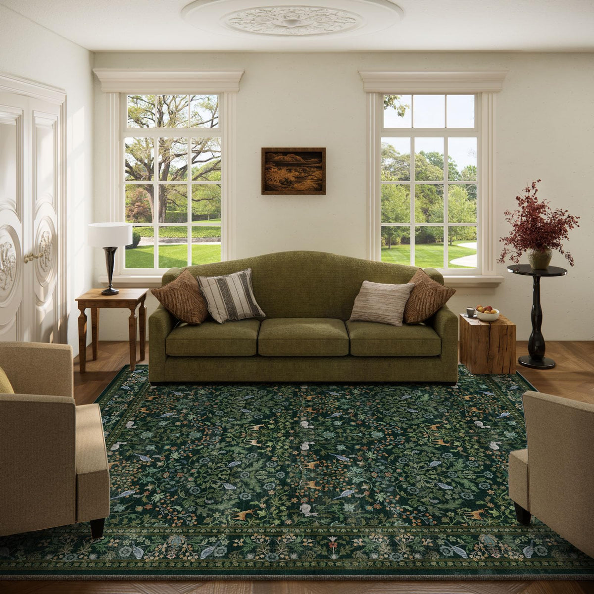 Washable Area Rugs for Living Room: 9x12 Area Rug for Bedroom Vintage Stain Resistant Non Slip Low Pile Lightweight Soft Carpet for Kitchen Dining Room Farmhouse Kids Room Nursery