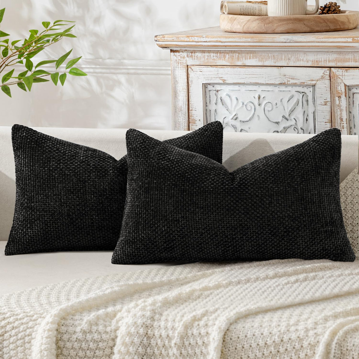 MIULEE Decorative Couch Throw Pillow Covers 18x18 Inch Coastal Blue 2 Pack