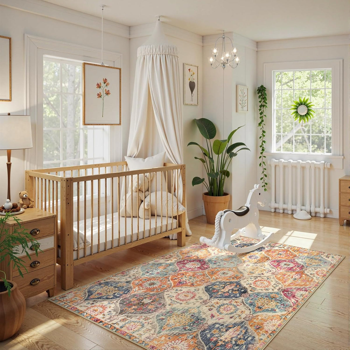 Lahome Moroccan Machine Washable Rugs for Living Room, 4x6 Rug for Bedroom