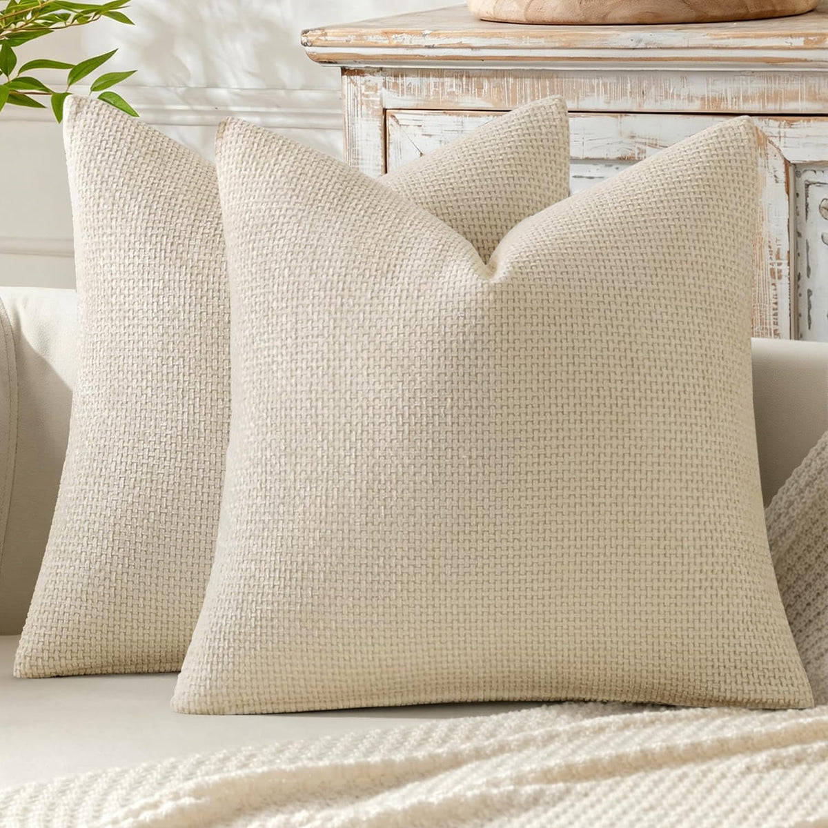 MIULEE Decorative Couch Throw Pillow Covers 18x18 Inch Coastal Blue 2 Pack