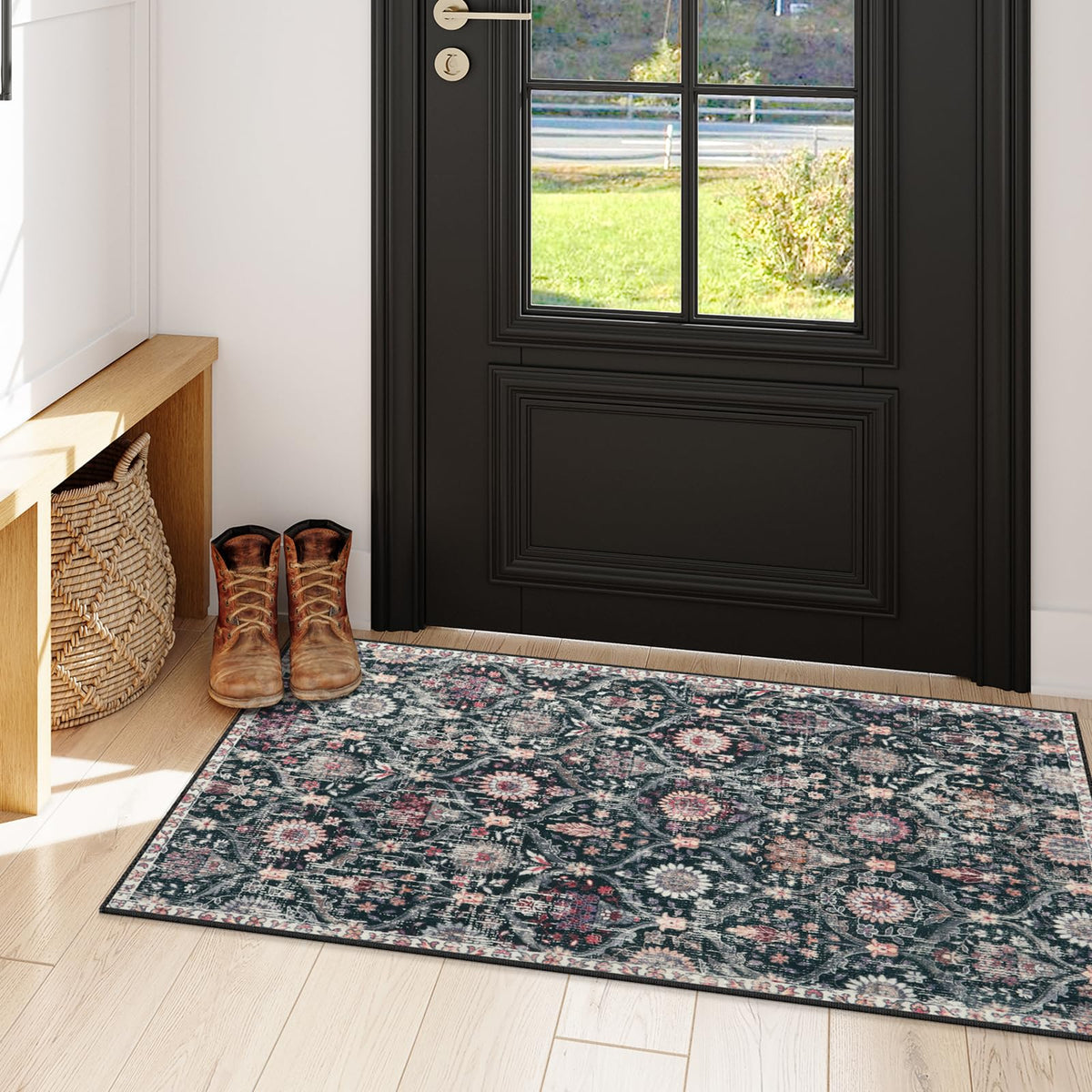 Lahome Moroccan Machine Washable Rugs for Living Room, 4x6 Rug for Bedroom