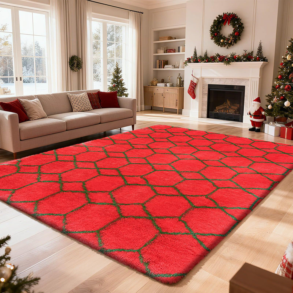 6x9 Black Fluffy Area Rug for Living Room,Large Shag Area Rugs for Bedroom