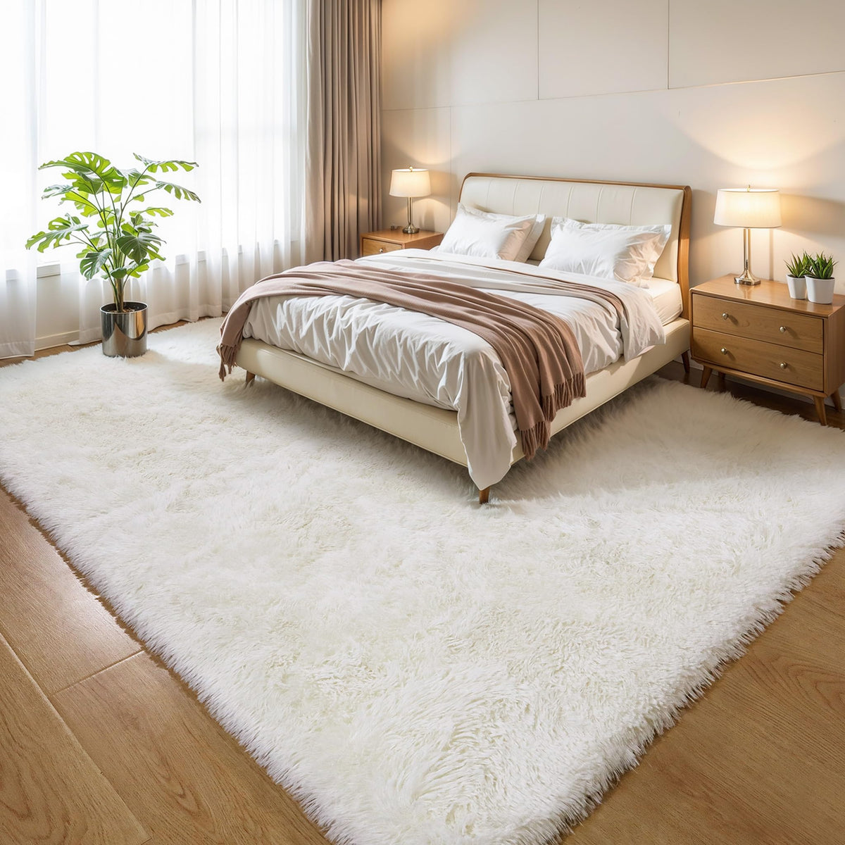 Pink Fluffy 4x6 Area Rugs for Bedroom Girls, Plush Washable Carpet