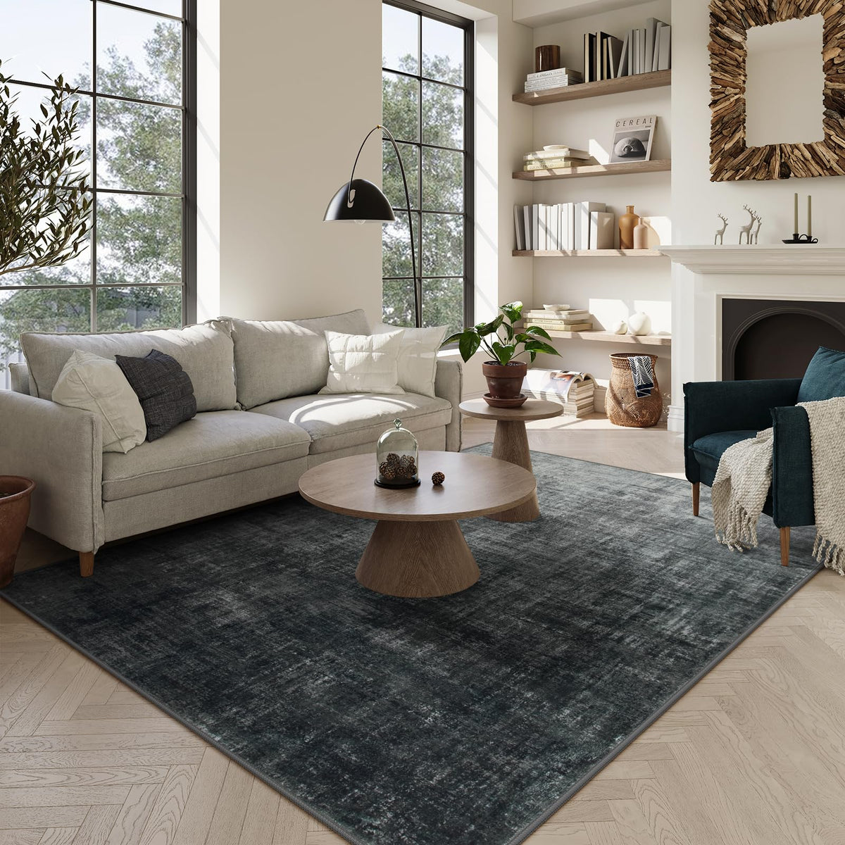 Lahome Modern Abstract Washable 5x7 Area Rugs for Living Room, Colorful Soft Bedroom Rug Low Pile Non Slip,Stain Resistance Dining Room Carpet for Nursery Office Entrance Home Office Decor