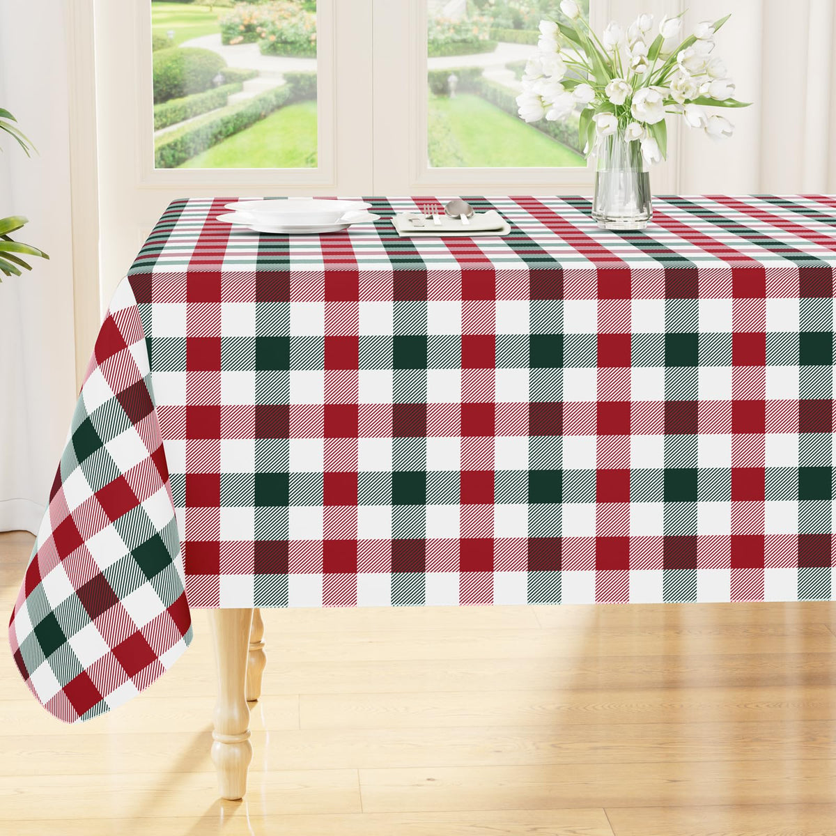 Smiry Picnic Table Cloth, Vinyl Tablecloths with Flannel Backing, 60"x84"