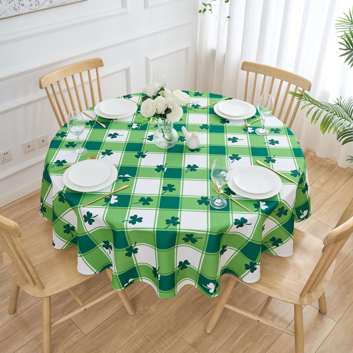 Red Brown Plaid Winter Rectangle Tablecloth - 60 x 120 Inch Oblong Polyester Checkered Gingham Christmas Table Cover Reusable Water Resistant for Fall/Autumn Thanksgiving Holiday Kitchen Dining