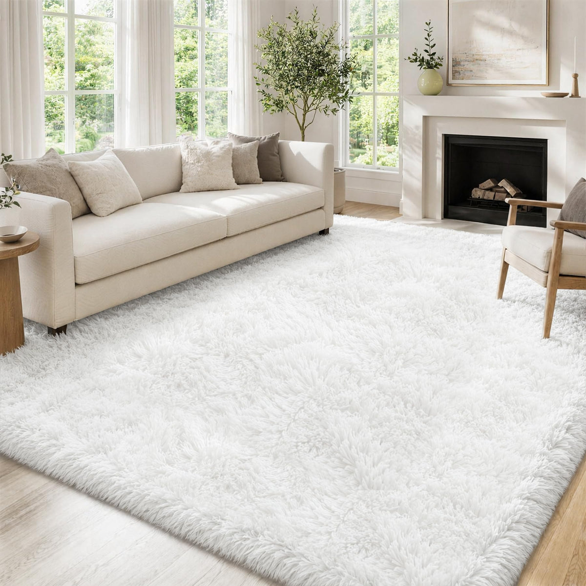 Tosuoka 5x7 Area Rugs for Living Room Bedroom, Black Rug Soft Fluffy Shag