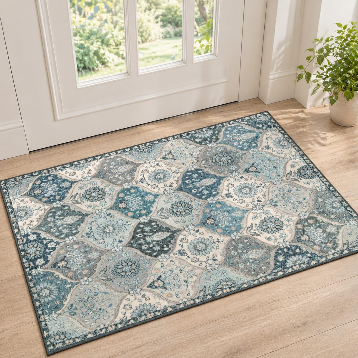 Lahome Moroccan Machine Washable Rugs for Living Room, 4x6 Rug for Bedroom