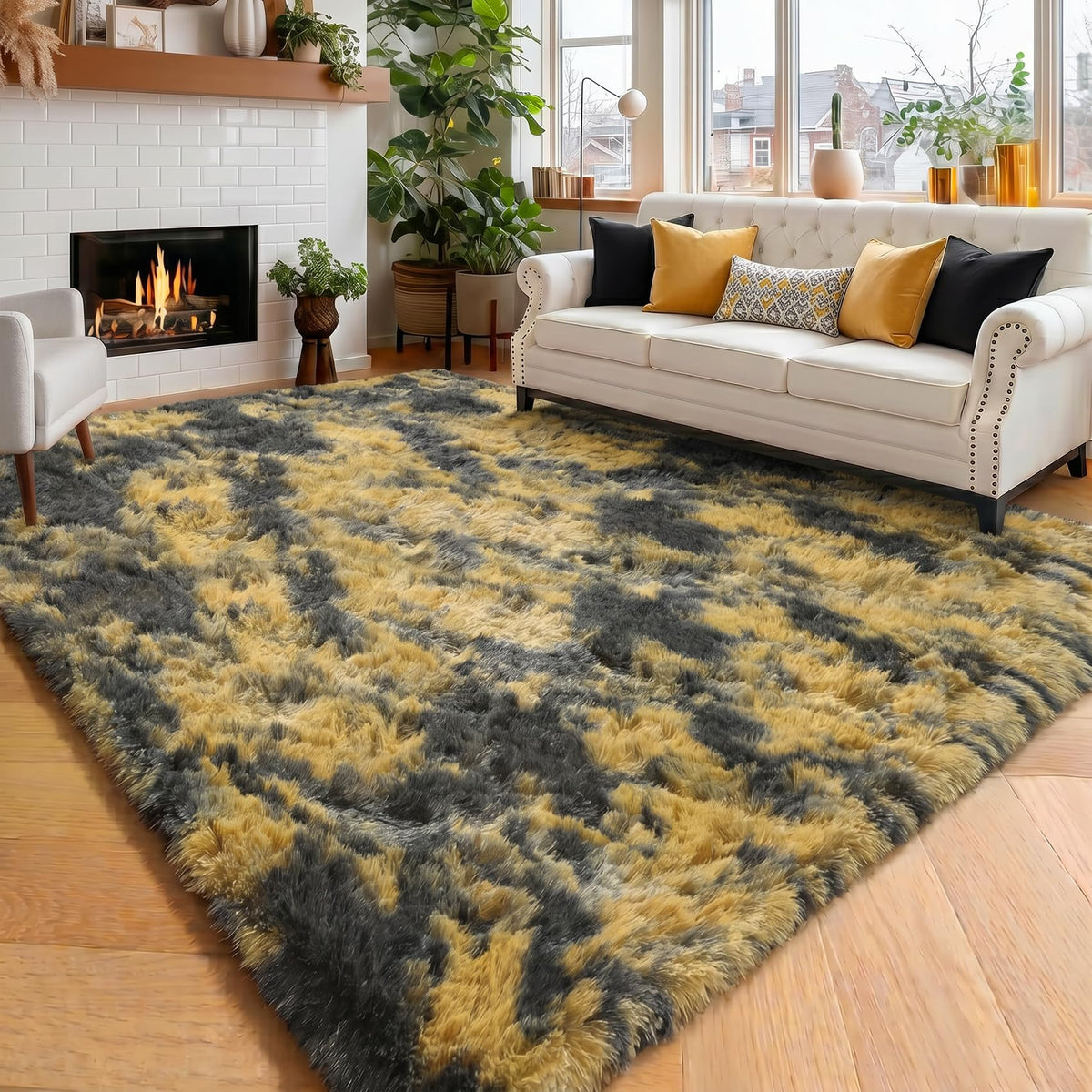 Amdrebio Grass Green Fluffy Area Rug 4x6 for Bedroom Classroom Living Room