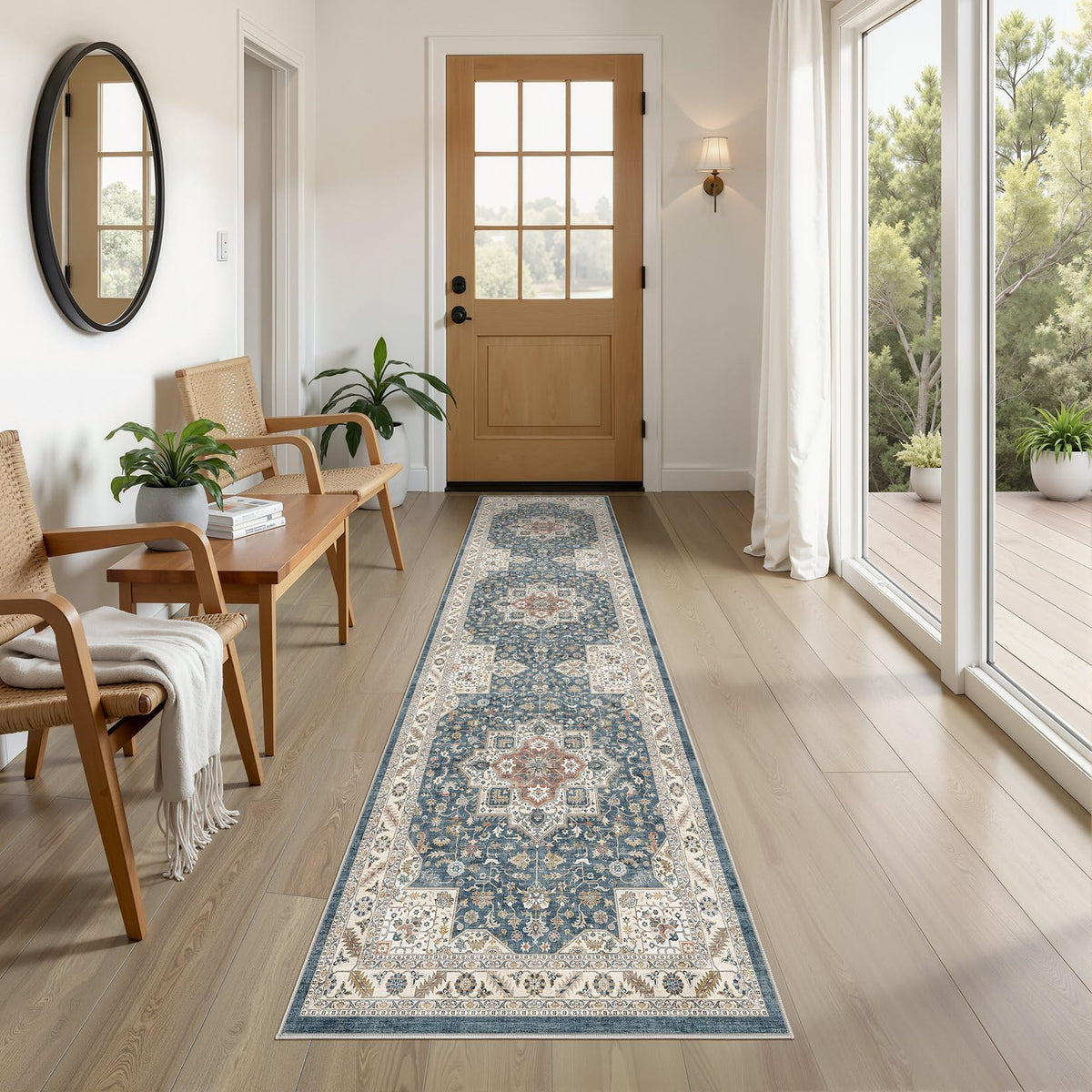 cotiled 5x7 Area Rug for Living Room, Washable, Traditional, Beige