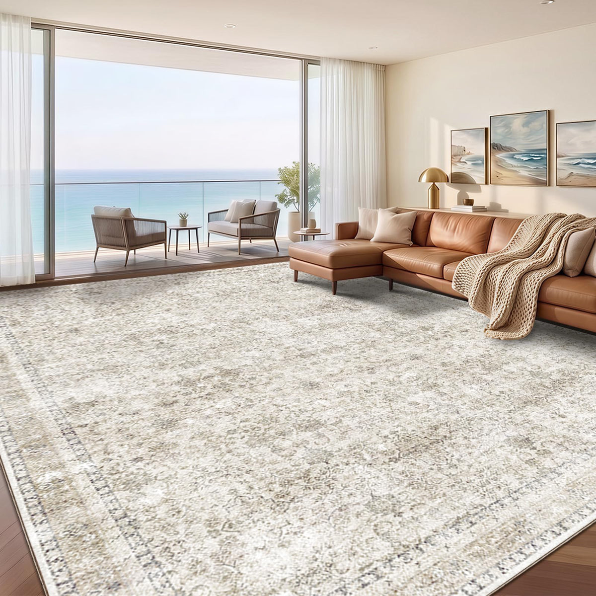 Sasttie 4x6 Area Rugs, Ultra-Soft Washable Rug for Living Room, Beige