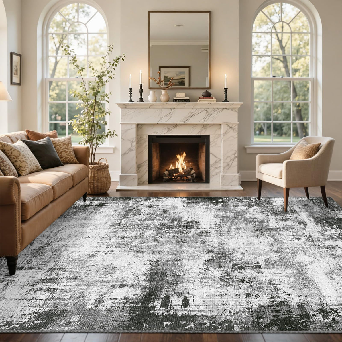 6x9 Ft Large Area Rugs for Living Room, Soft Non-Slip Washable Rugs Modern Abstract Pattern Carpet for Bedroom Indoor Floor Nursery Home Decor (Blue)