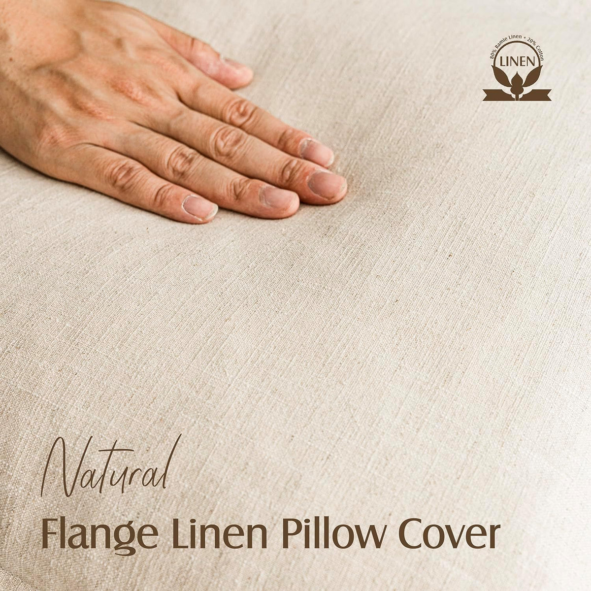 Foindtower Linen Solid Decorative Throw Pillow Covers 18x18 Natural Beige