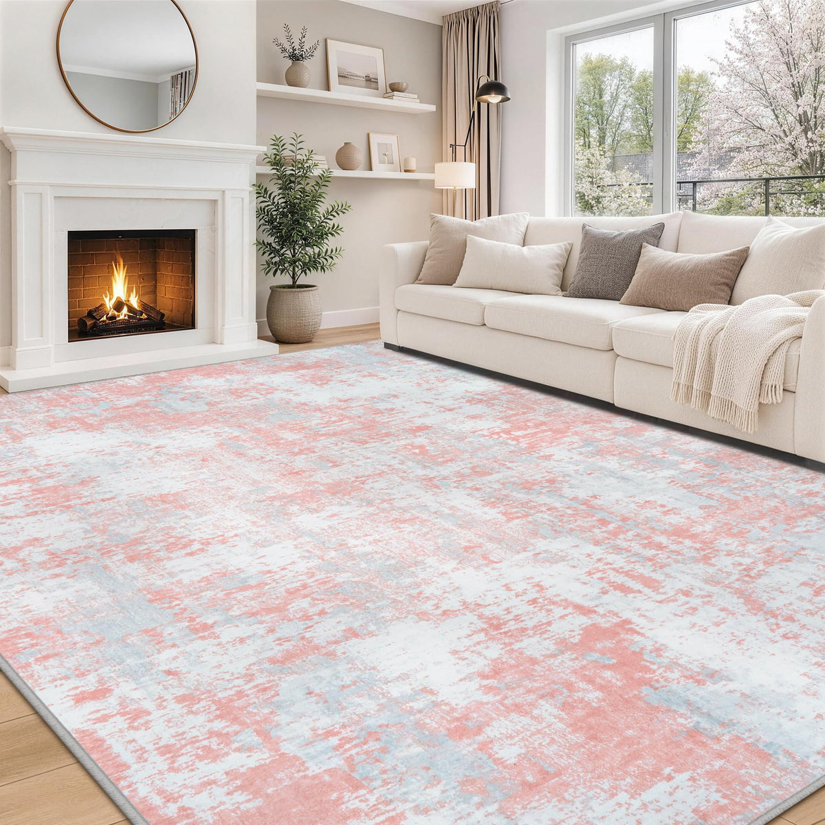 8x10 Area Rugs for Living Room Bedroom Dining Room Washable Blue Grey