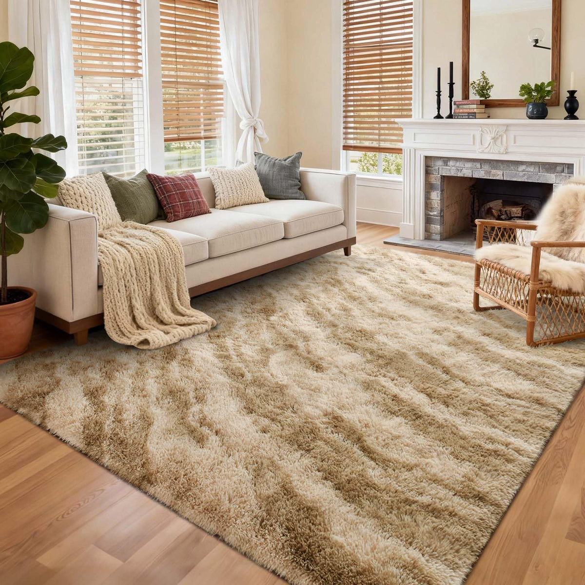 6x9 Ft Large Shag Rugs for Living Room Decor, Tie-Dyed Ultra Soft Fluffy Furry Area Rugs for Bedroom Indoor Floor, Aesthetic Carpet for Kids Home (Dark Grey)