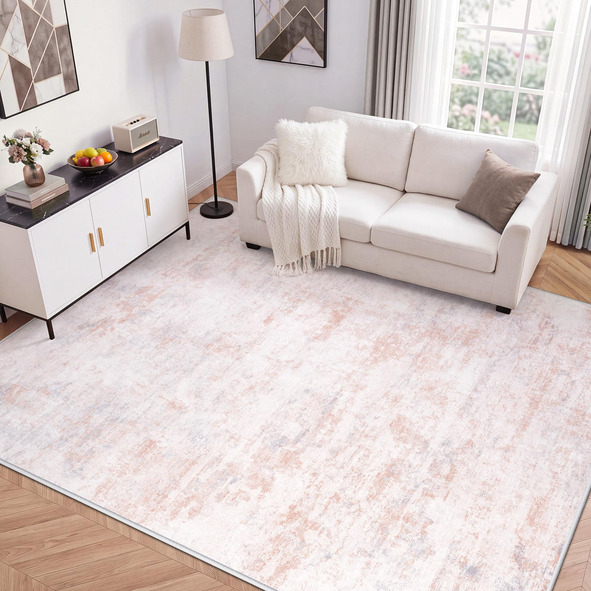 LIVELYGLOW 5x7 Washable Vintage Area Rug, Bedroom Dorm Rug
