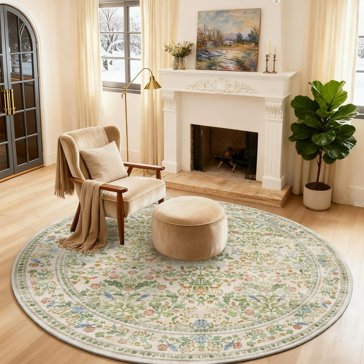 Washable Area Rugs for Living Room: 9x12 Area Rug for Bedroom Vintage Stain Resistant Non Slip Low Pile Lightweight Soft Carpet for Kitchen Dining Room Farmhouse Kids Room Nursery