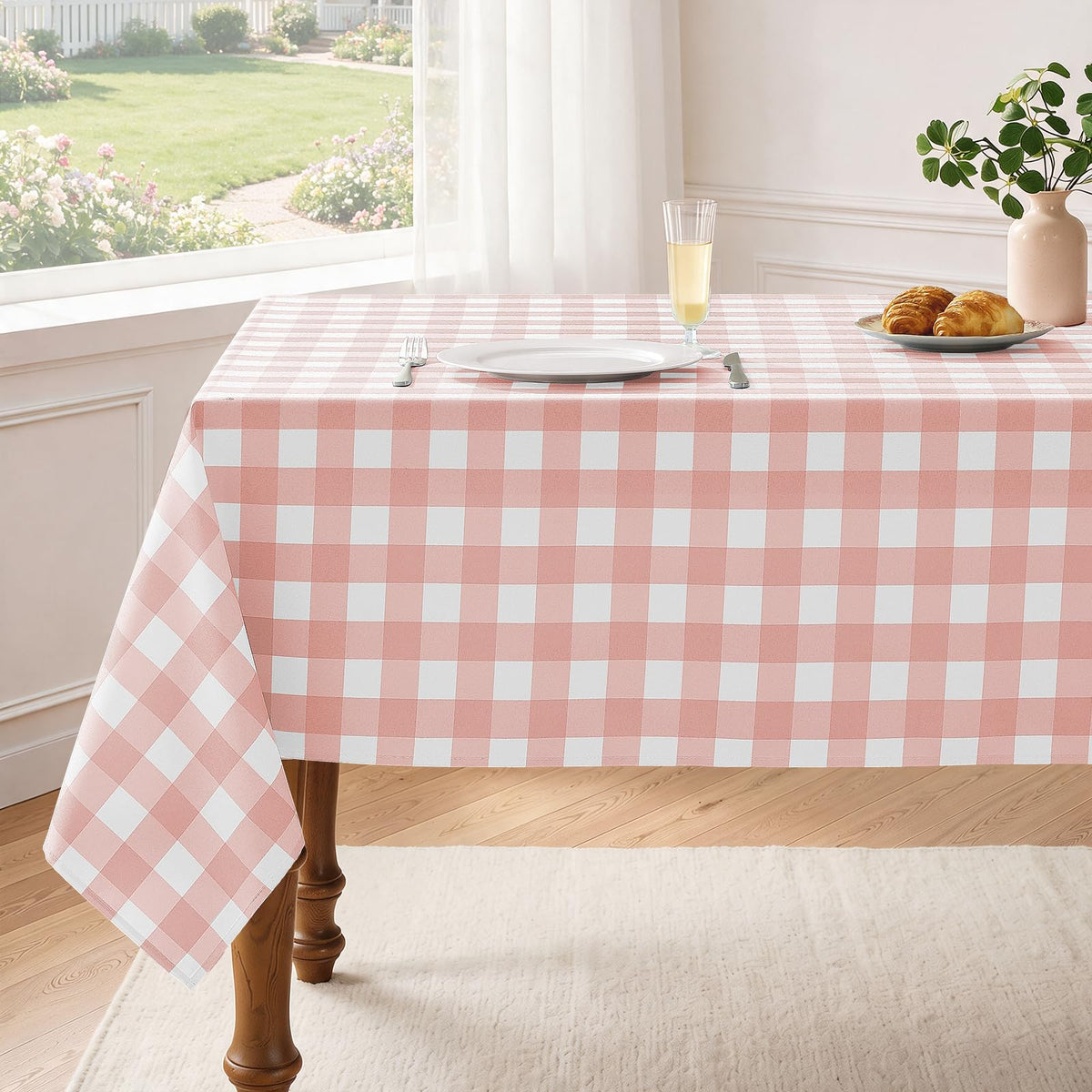 Veblandy Checkered Tablecloth Rectangle Waterproof Gingham Table Cloth Washable Buffalo Plaid Table Cover Wrinkle Free for Kitchen, Dining and Outdoor Picnic, 60 x 120 Inch, Sage Green and White