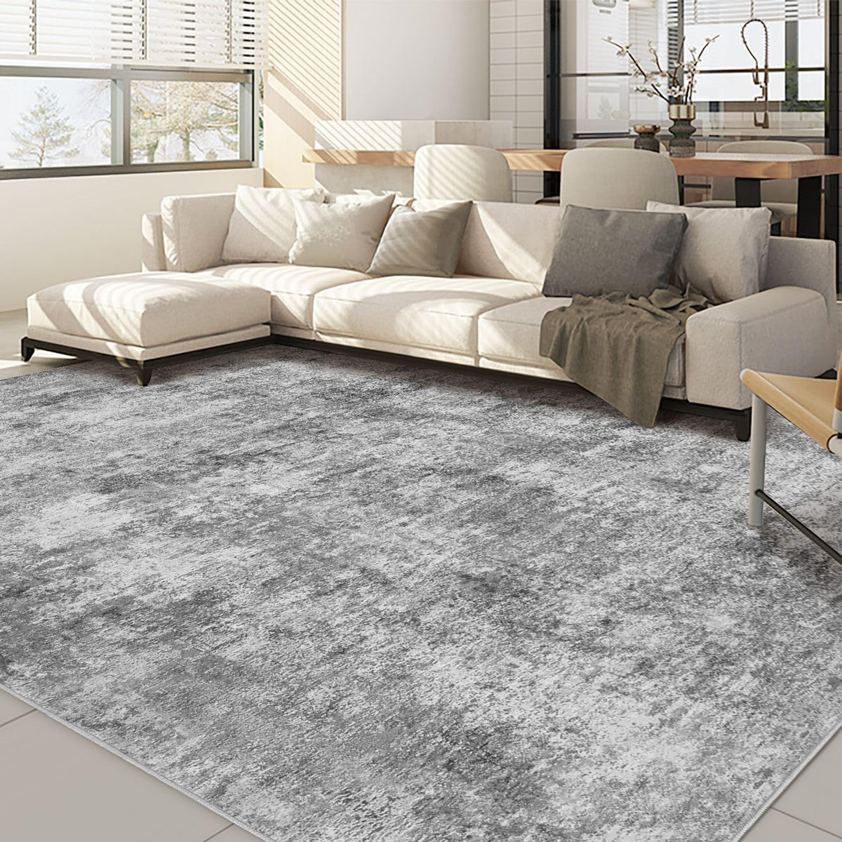 Nakagishi Boho 5x7 Area Rug Living Room Rugs Machine Washable Beige/Brown