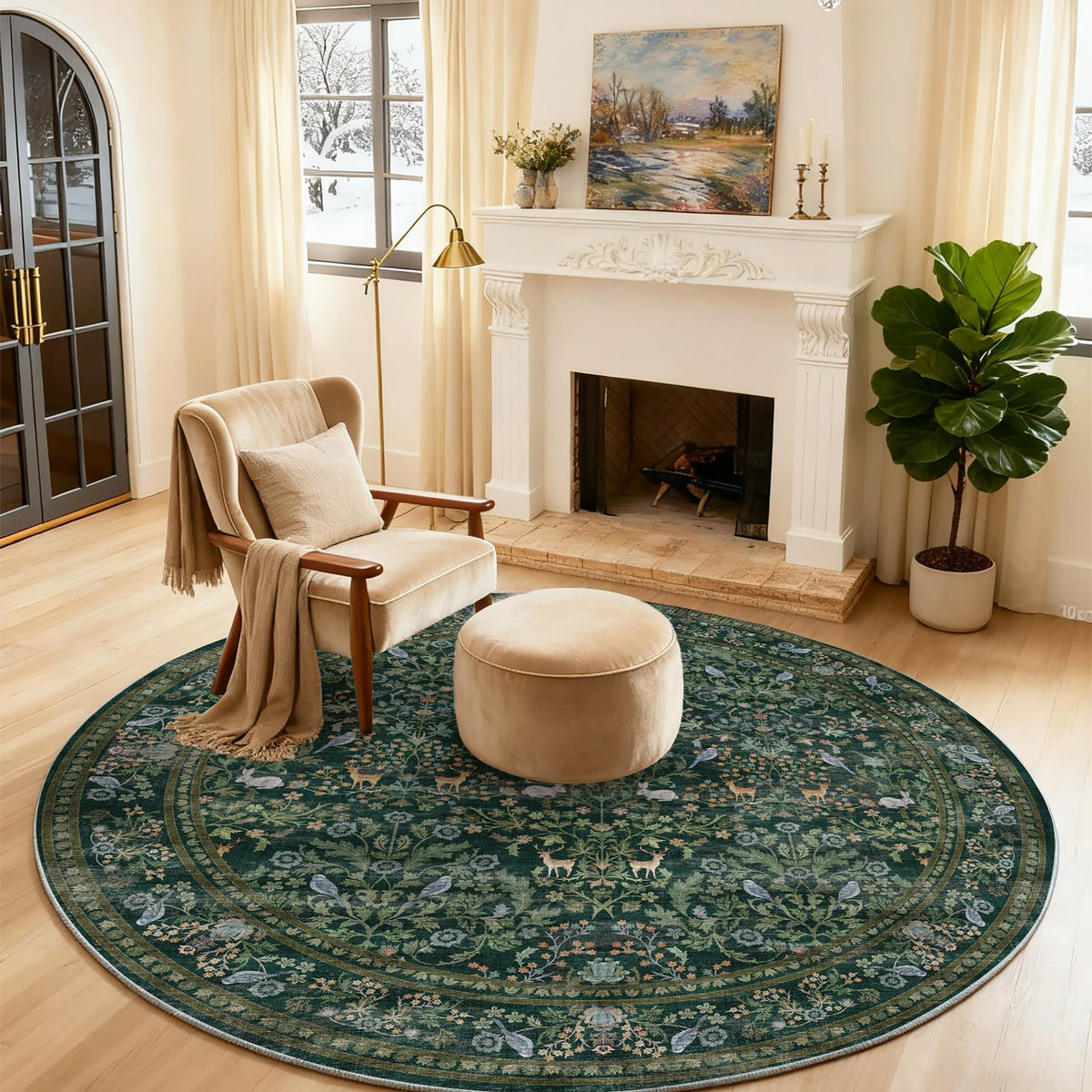 Washable Area Rugs for Living Room: 9x12 Area Rug for Bedroom Vintage Stain Resistant Non Slip Low Pile Lightweight Soft Carpet for Kitchen Dining Room Farmhouse Kids Room Nursery