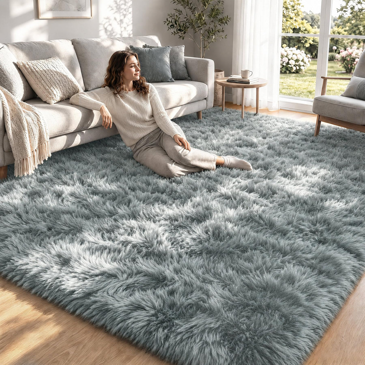 4x6 Area Rugs for Living Room: Soft Black Fluffy Rug Shag Washable Rug Plush Fuzzy Indoor Carpet for Bedroom Nursery Playroom Girls Boys Kids Room (Black, 4'x6')