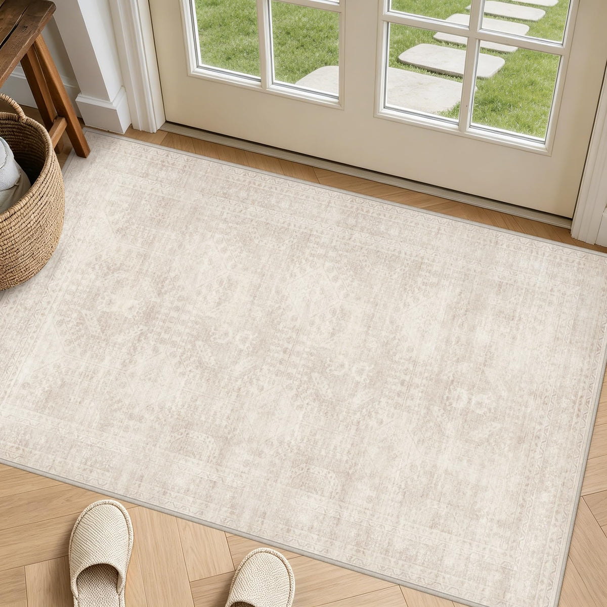 8x10 Area Rugs Living Room: Bedroom Neutral Washable Carpet Beige