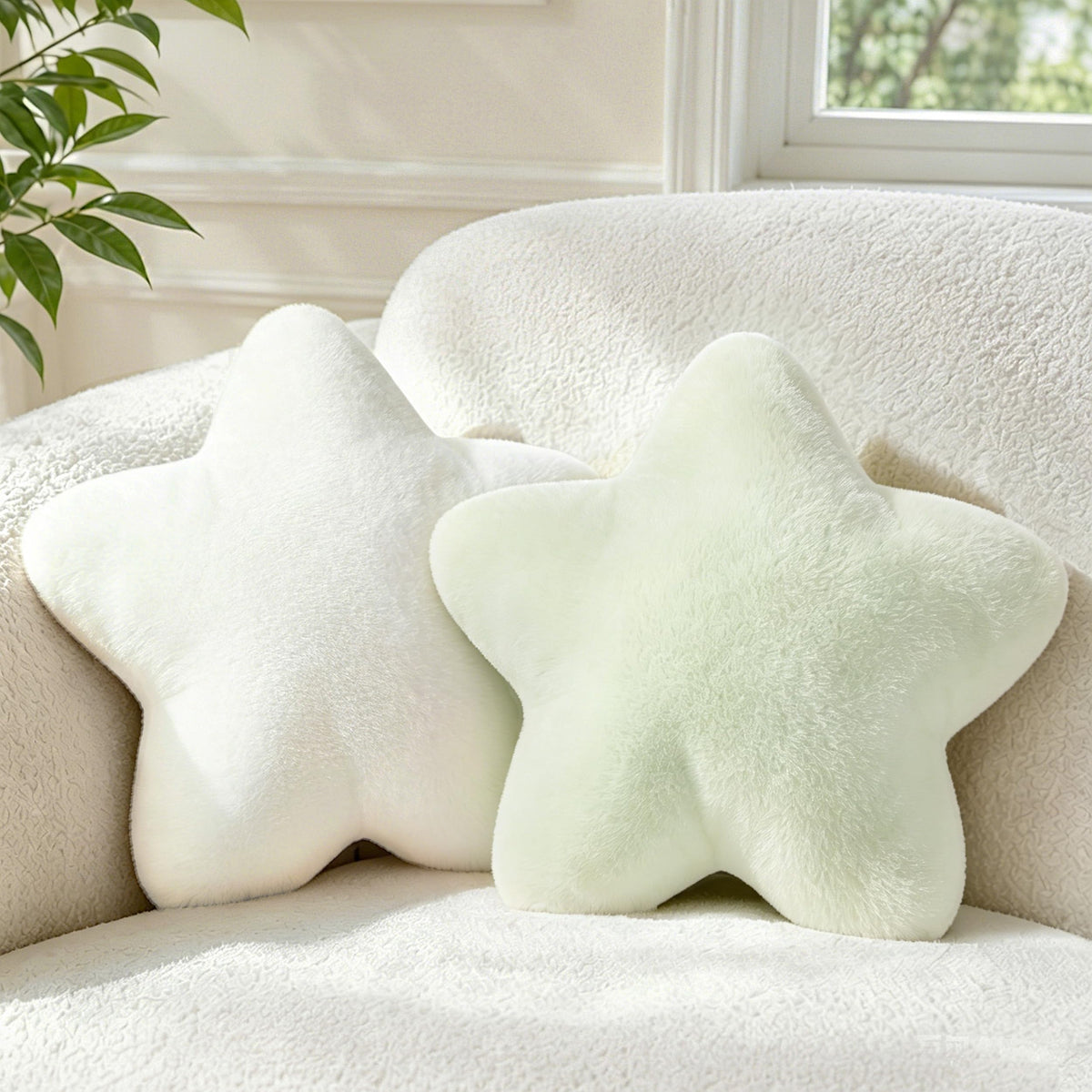 2PCS Star Pillow Set,15.35“ Cute Yellow Decorative Throw Pillows for Bed