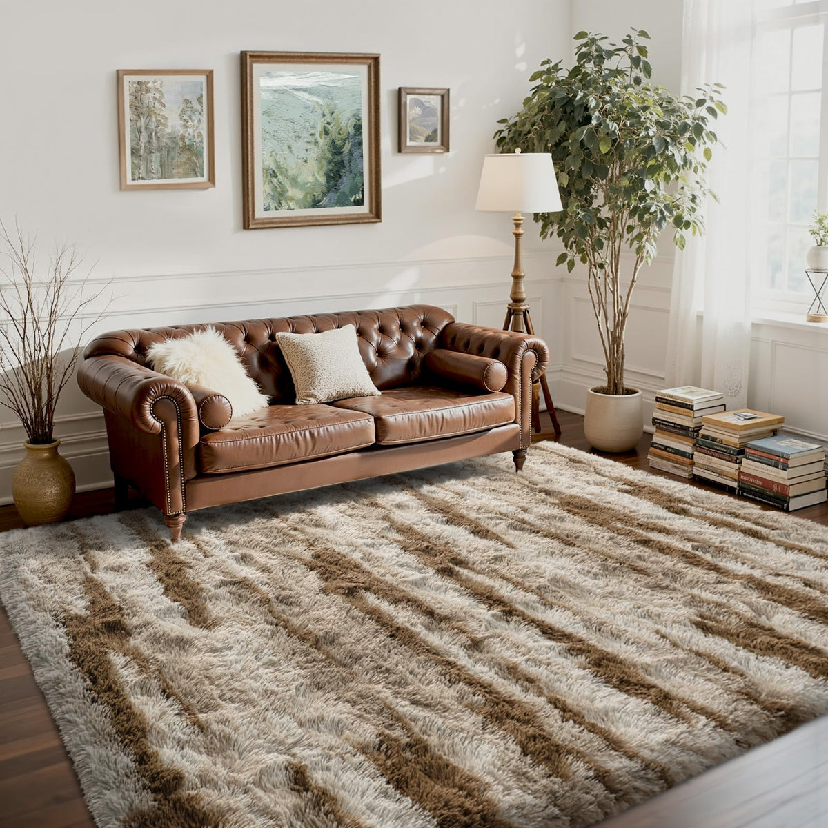 5x7 Black Area Rugs for Living Room, Large Fluffy Shag Bedroom Rugs Non-Slip, Ultra Soft Plush Carpet for Nursery Kids PlayRoom Dorm Office Indoor Modern Carpets