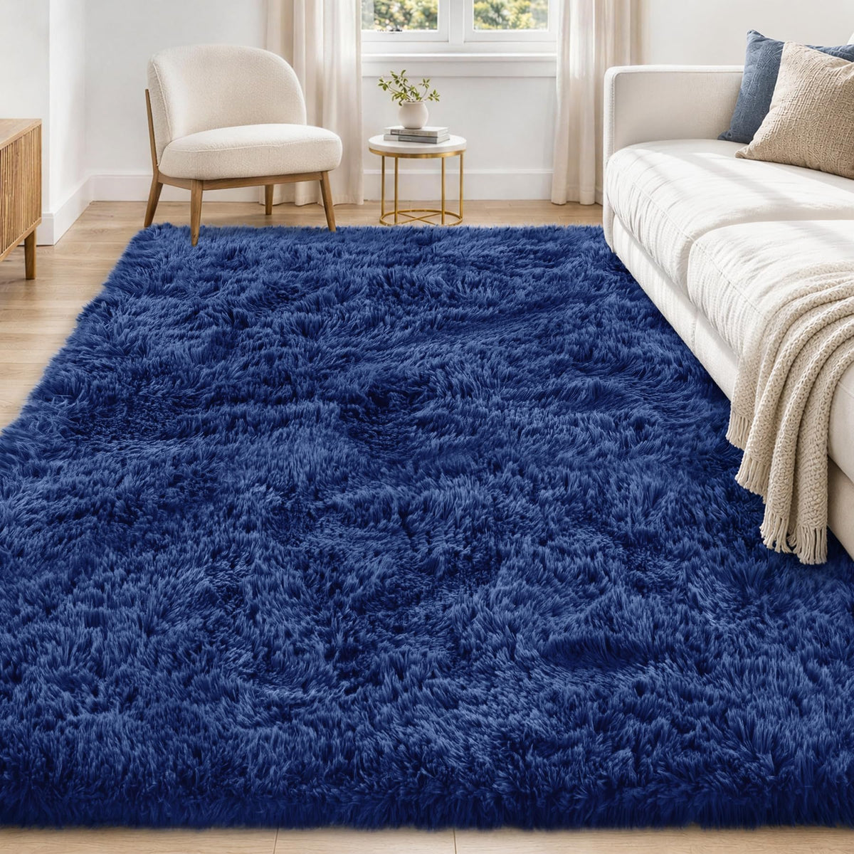 Tosuoka 5x7 Area Rugs for Living Room Bedroom, Black Rug Soft Fluffy Shag