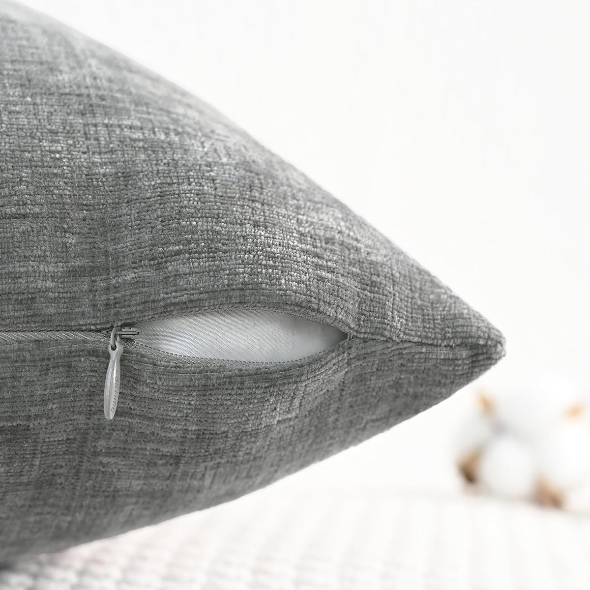 CaliTime Decorative Couch Throw Pillow Covers 18 X 18 Inches Medium Grey
