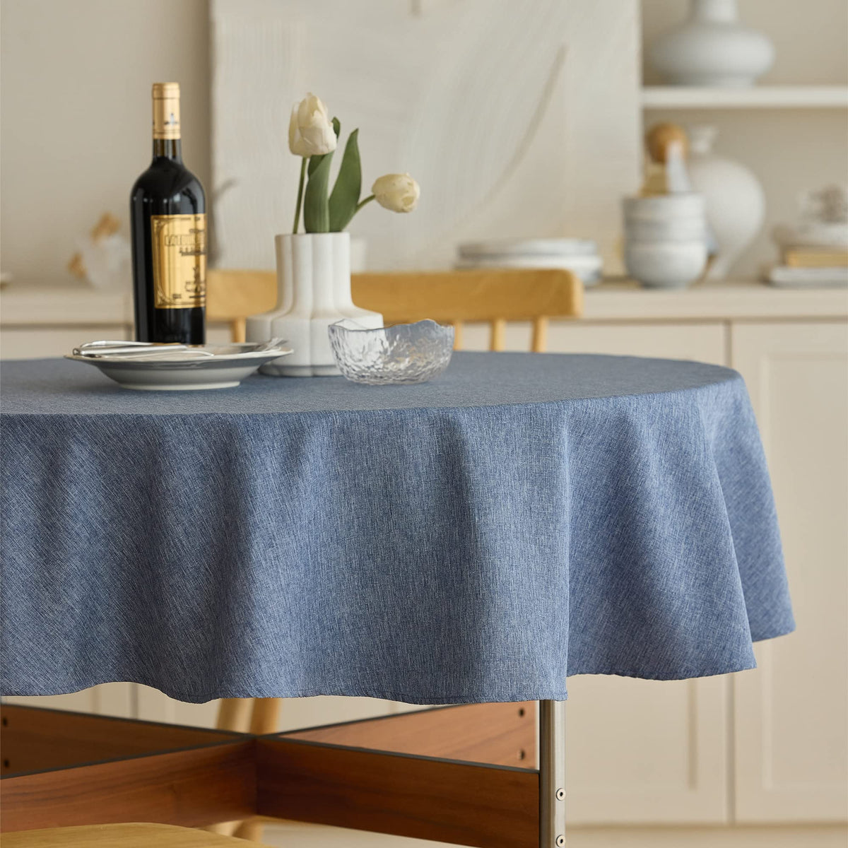 Decorelia Sage Green Linen Textured Tablecloth Rectangular 52 x70 Inch