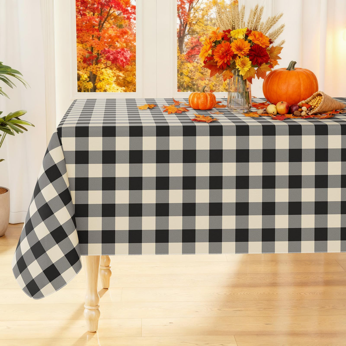 Smiry Picnic Table Cloth, Vinyl Tablecloths with Flannel Backing, 60"x84"
